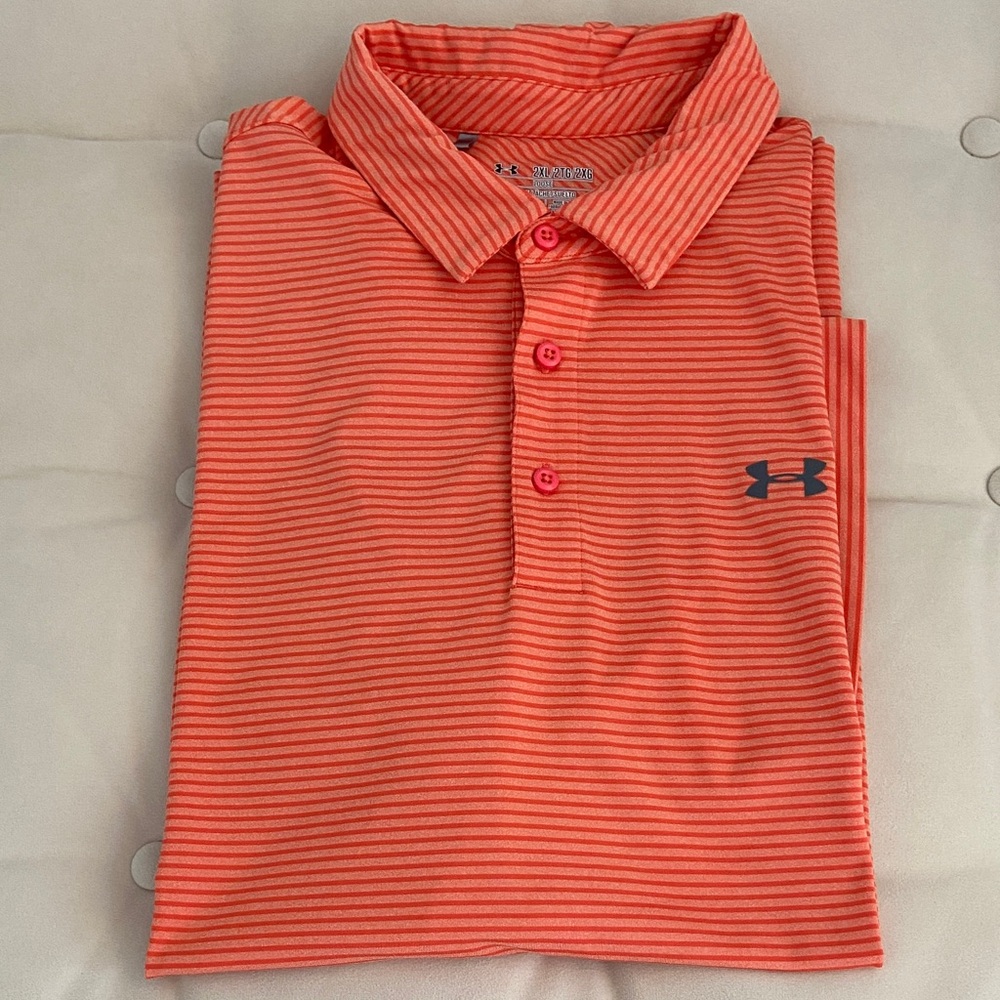 Under Armour Orange Striped Performance Polo
